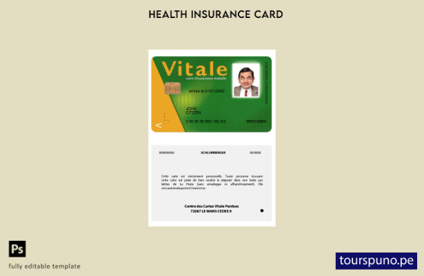 lista para imprimir plantilla de tarjeta vital de Francia
